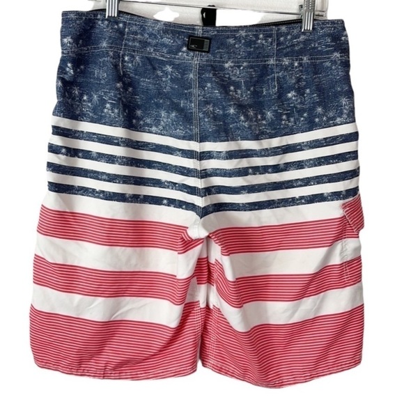 O'Neill Cargo Shorts Men's Size‎ 32 Red White Blue Lace Up Patriotic Inseam 10" - Picture 2 of 13